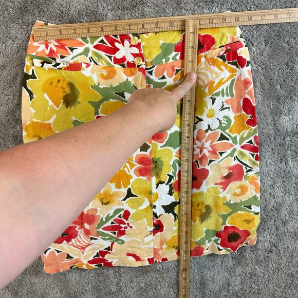 Vintage Harve Benard Linen Tropical Floral Pencil Skirt Yellow Green Red 80s 90s - Picture 6 of 7